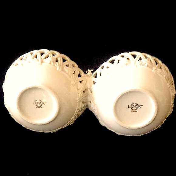 “LENOX GIFTWARE” DOUBLE BASKET WEAVE DESIGN BOWLS with HANDLE - Picture 4 of 7